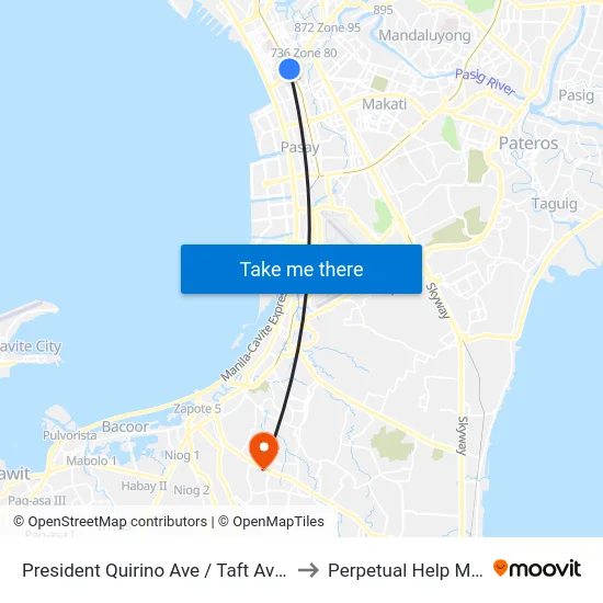President Quirino Ave / Taft Ave Intersection, Manila to Perpetual Help Medical Center map