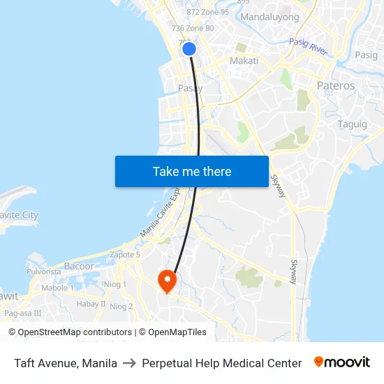 Taft Avenue, Manila to Perpetual Help Medical Center map