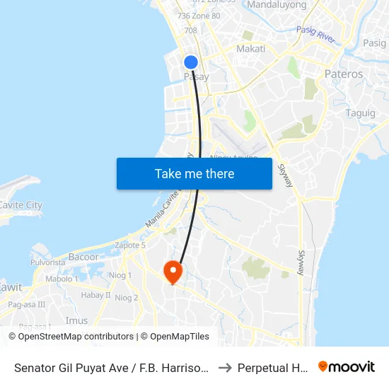 Senator Gil Puyat Ave / F.B. Harrison Intersection East Bound, Lungsod Ng Pasay to Perpetual Help Medical Center map