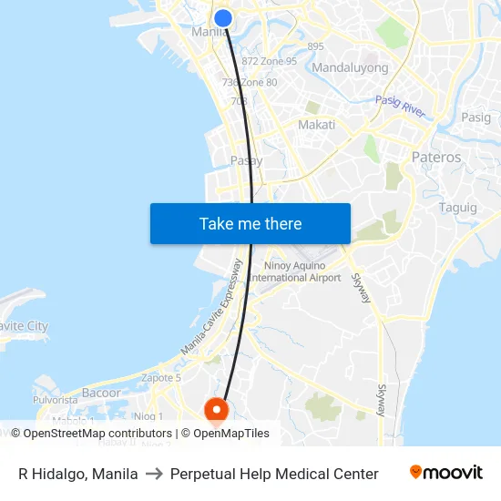 R Hidalgo, Manila to Perpetual Help Medical Center map
