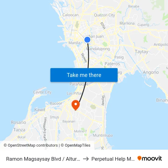 Ramon Magsaysay Blvd / Altura Intersection, Manila to Perpetual Help Medical Center map
