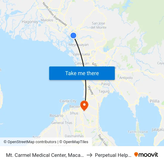 Mt. Carmel Medical Center, Macarthur Highway, Bocaue, Bulacan to Perpetual Help Medical Center map