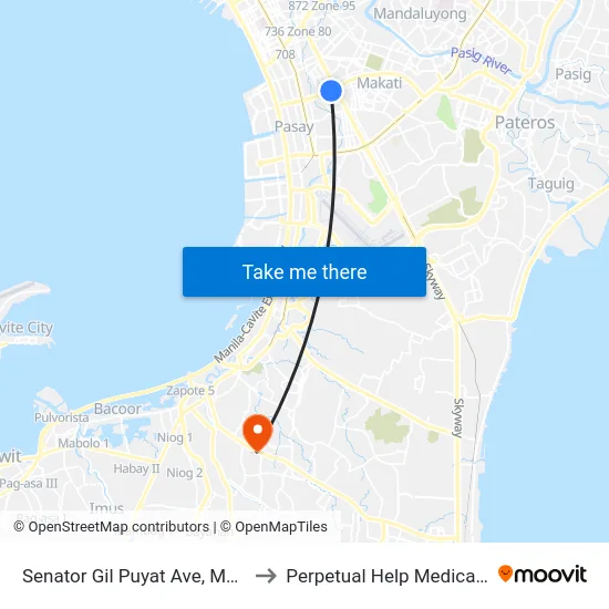 Senator Gil Puyat Ave, Makati City to Perpetual Help Medical Center map