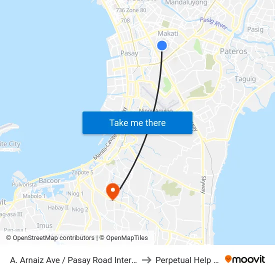 A. Arnaiz Ave / Pasay Road Intersection, Makati City, Manila to Perpetual Help Medical Center map