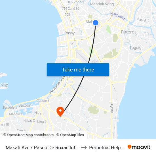 Makati Ave / Paseo De Roxas Intersection, Makati City, Manila to Perpetual Help Medical Center map