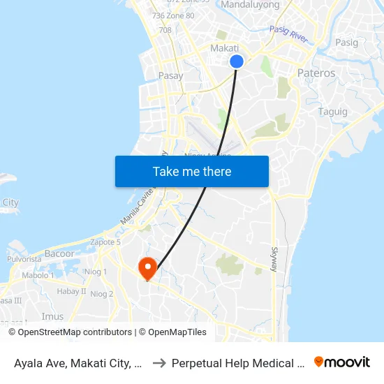 Ayala Ave, Makati City, Manila to Perpetual Help Medical Center map