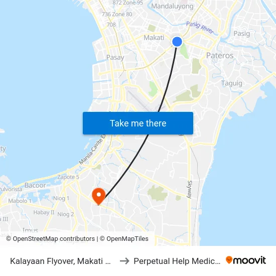 Kalayaan Flyover, Makati City, Manila to Perpetual Help Medical Center map