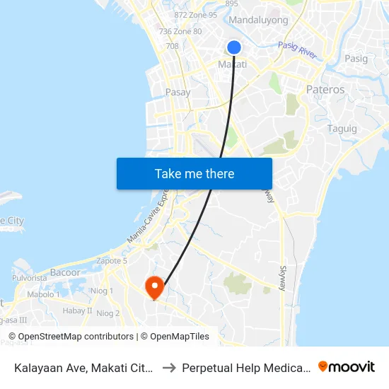 Kalayaan Ave, Makati City, Manila to Perpetual Help Medical Center map