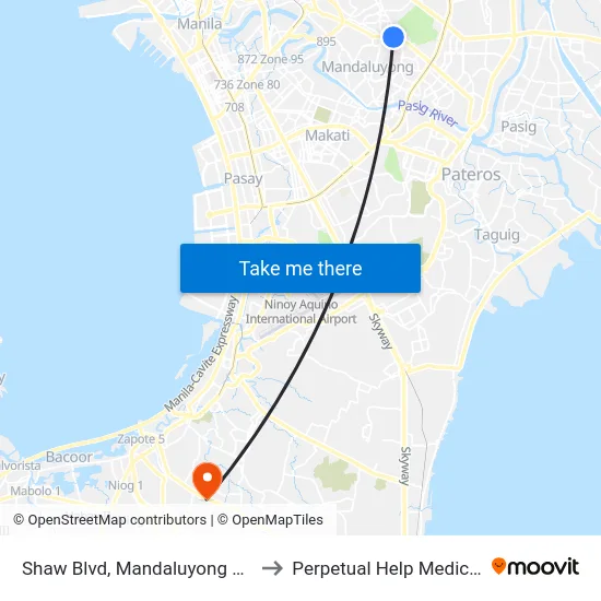 Shaw Blvd, Mandaluyong City, Manila to Perpetual Help Medical Center map