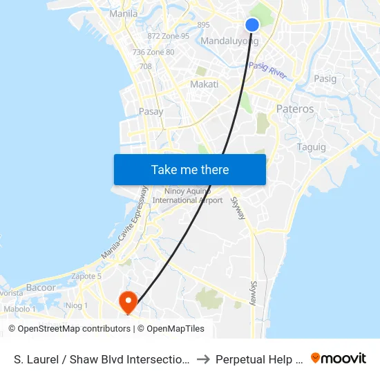 S. Laurel / Shaw Blvd Intersection, Mandaluyong City, Manila to Perpetual Help Medical Center map