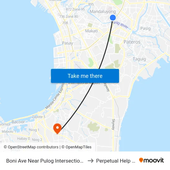 Boni Ave Near Pulog Intersection, Mandaluyong City, Manila to Perpetual Help Medical Center map