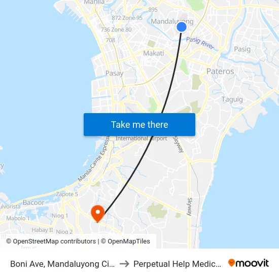 Boni Ave, Mandaluyong City, Manila to Perpetual Help Medical Center map