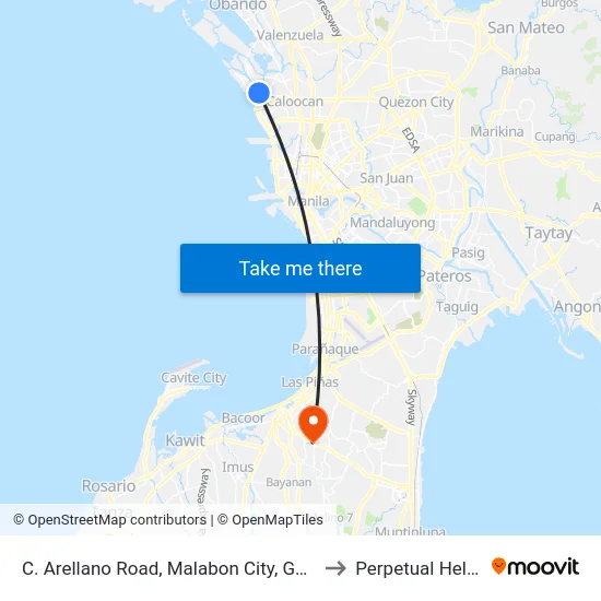 C. Arellano Road, Malabon City, Gen. Luna St., Bgy. Ibaba, Malabon City to Perpetual Help Medical Center map