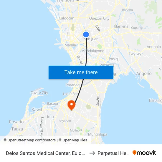 Delos Santos Medical Center, Eulogio Rodriguez Sr. Ave, Quezon City, Manila to Perpetual Help Medical Center map