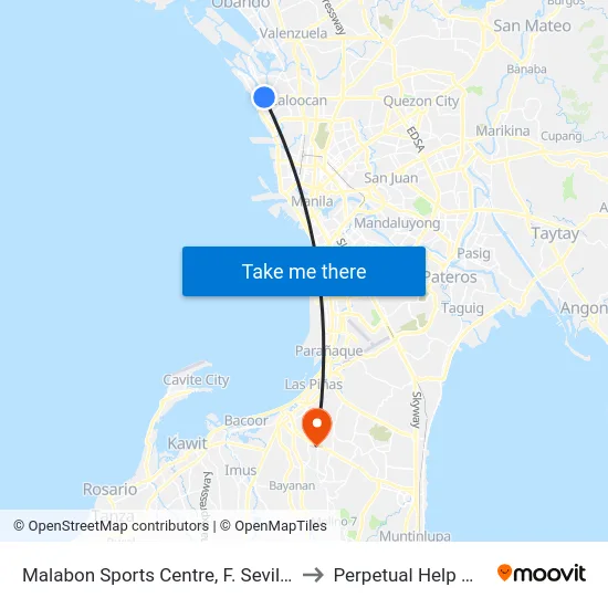 Malabon Sports Centre, F. Sevilla Street, Malabon City to Perpetual Help Medical Center map