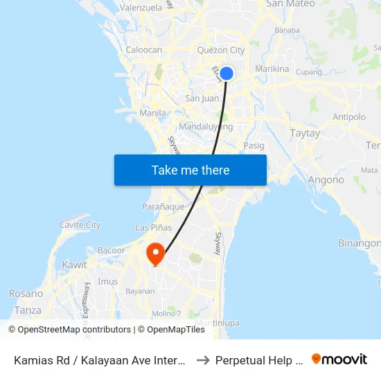 Kamias Rd / Kalayaan Ave Intersection, Quezon City, Manila to Perpetual Help Medical Center map