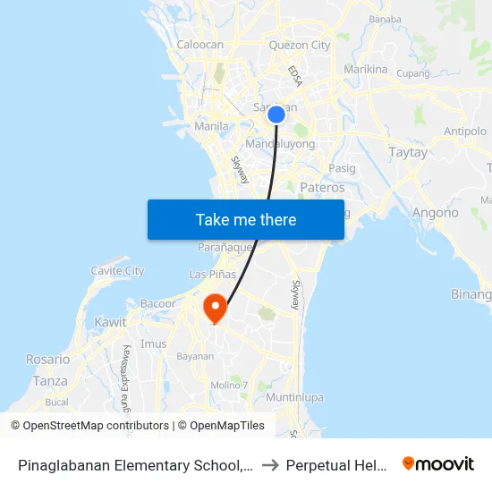 Pinaglabanan Elementary School, Pinaglabanan, San Juan, Manila to Perpetual Help Medical Center map