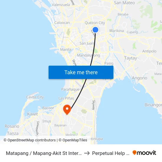 Matapang / Mapang-Akit St Intersection, Quezon City, Manila to Perpetual Help Medical Center map