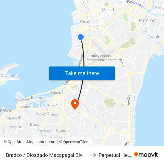 Bradco / Diosdado Macapagal Blvd Intersection, Lungsod Ng Pasay, Manila to Perpetual Help Medical Center map