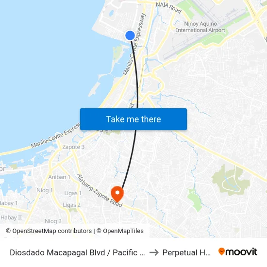 Diosdado Macapagal Blvd / Pacific Avenue Intersection, Parañaque City, Manila to Perpetual Help Medical Center map