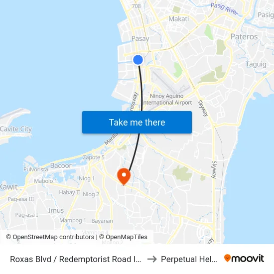 Roxas Blvd / Redemptorist Road Intersection, Parañaque City, Manila to Perpetual Help Medical Center map