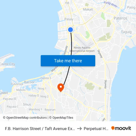 F.B. Harrison Street / Taft Avenue Extension Intersection, Lungsod Ng Pasay, Manila to Perpetual Help Medical Center map