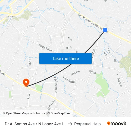 Dr A. Santos Ave / N Lopez Ave Intersection, Parañaque City to Perpetual Help Medical Center map