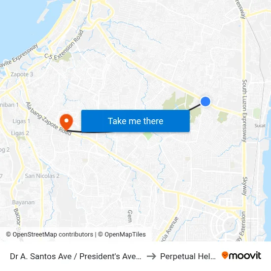 Dr A. Santos Ave / President's Ave Intersection, Parañaque City, Manila to Perpetual Help Medical Center map