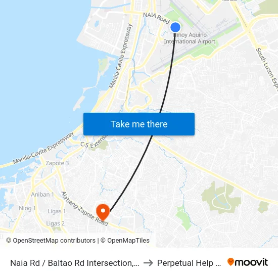 Naia Rd / Baltao Rd Intersection, Lungsod Ng Pasay, Manila to Perpetual Help Medical Center map