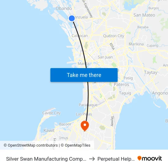Silver Swan Manufacturing Company, M. D Del Pilar, Malabon City to Perpetual Help Medical Center map