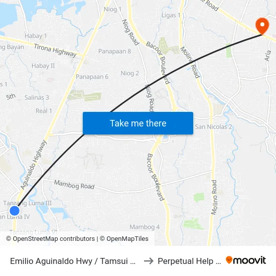 Emilio Aguinaldo Hwy / Tamsui Ave Intersection, Imus, Manila to Perpetual Help Medical Center map