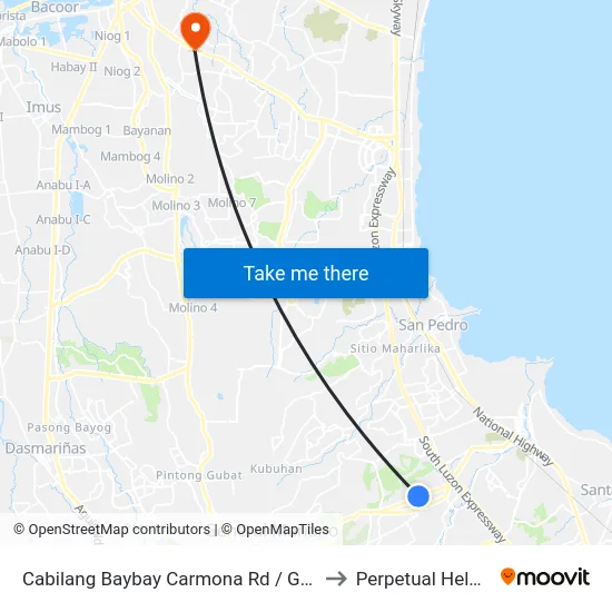 Cabilang Baybay Carmona Rd / Governor's Drive, Carmona, Manila to Perpetual Help Medical Center map