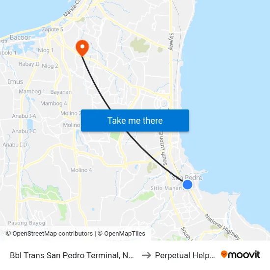 Bbl Trans San Pedro Terminal, National Hwy, San Pedro, Manila to Perpetual Help Medical Center map