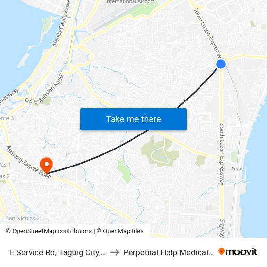 E Service Rd,  Taguig City, Manila to Perpetual Help Medical Center map