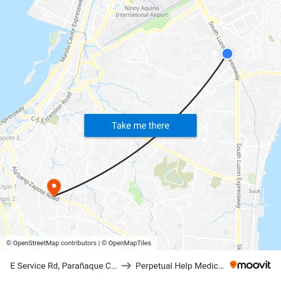 E Service Rd, Parañaque City, Manila to Perpetual Help Medical Center map