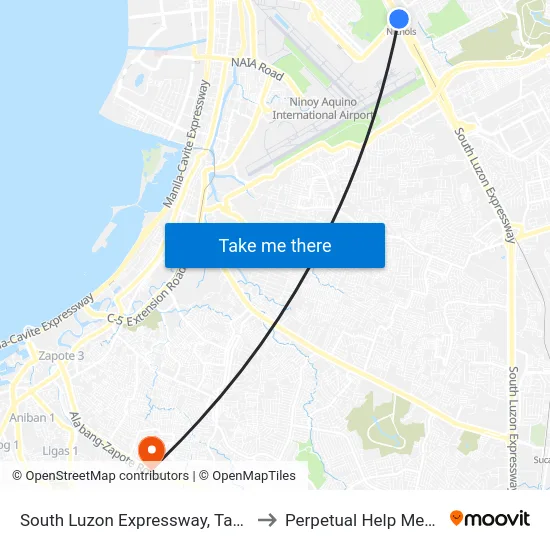 South Luzon Expressway, Taguig City, Manila to Perpetual Help Medical Center map