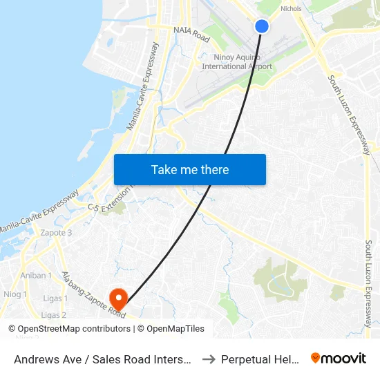 Andrews Ave / Sales Road Intersection, Lungsod Ng Pasay, Manila to Perpetual Help Medical Center map