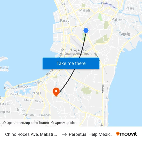 Chino Roces Ave, Makati City, Manila to Perpetual Help Medical Center map