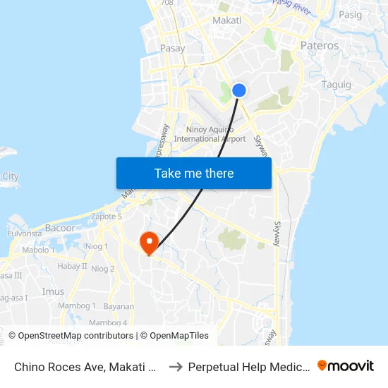 Chino Roces Ave, Makati City, Manila to Perpetual Help Medical Center map