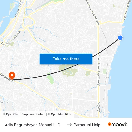 Adia Bagumbayan Manuel L. Quezon, Taguig City, Manila to Perpetual Help Medical Center map