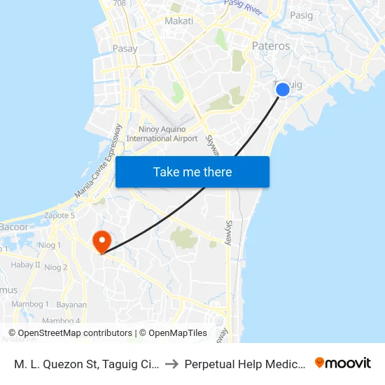 M. L. Quezon St, Taguig City, Manila to Perpetual Help Medical Center map