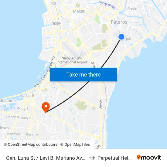 Gen. Luna St / Levi B. Mariano Ave Intersection, Taguig City, Manila to Perpetual Help Medical Center map