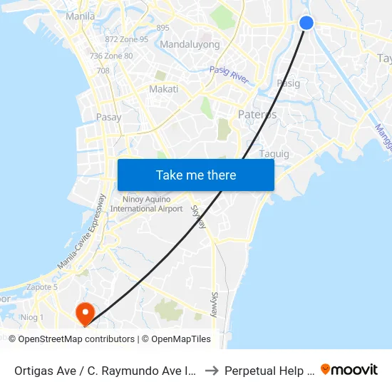 Ortigas Ave  / C. Raymundo Ave Intersection, Pasig City, Manila to Perpetual Help Medical Center map
