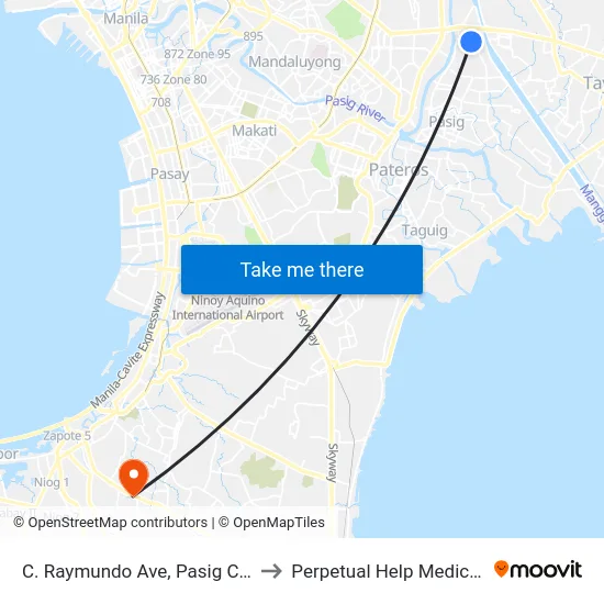C. Raymundo Ave, Pasig City, Manila to Perpetual Help Medical Center map
