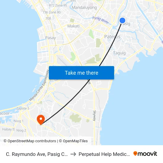 C. Raymundo Ave, Pasig City, Manila to Perpetual Help Medical Center map