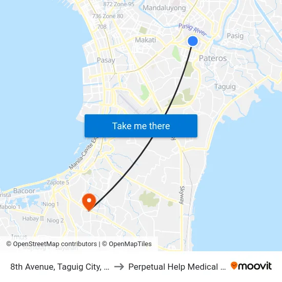 8th Avenue, Taguig City, Manila to Perpetual Help Medical Center map