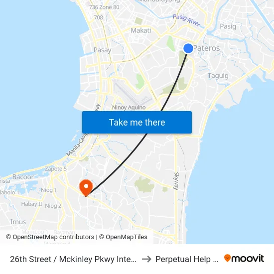 26th Street / Mckinley Pkwy Intersection, Taguig City, Manila to Perpetual Help Medical Center map