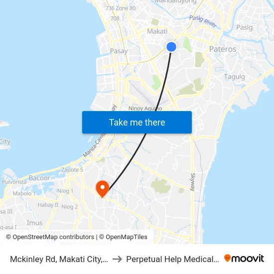 Mckinley Rd, Makati City, Manila to Perpetual Help Medical Center map