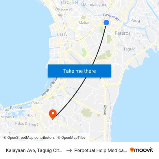 Kalayaan Ave, Taguig City, Manila to Perpetual Help Medical Center map