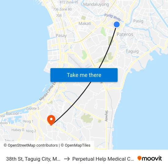 38th St, Taguig City, Manila to Perpetual Help Medical Center map